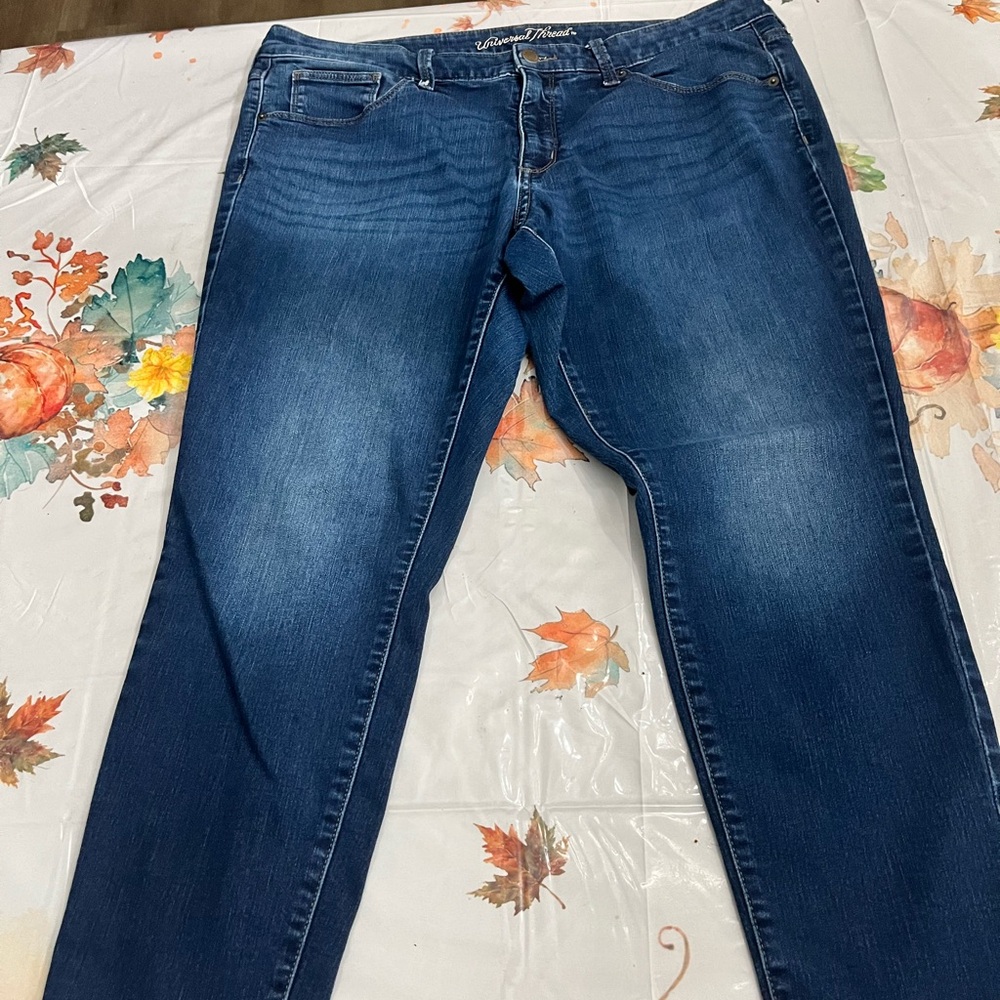 Universal Thread High Rise Skinny Fit Dark Blue Jeans SZ 14Short